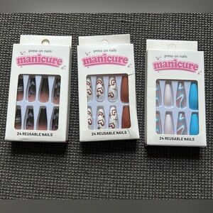 Bundle of 3 Long Press On Nails